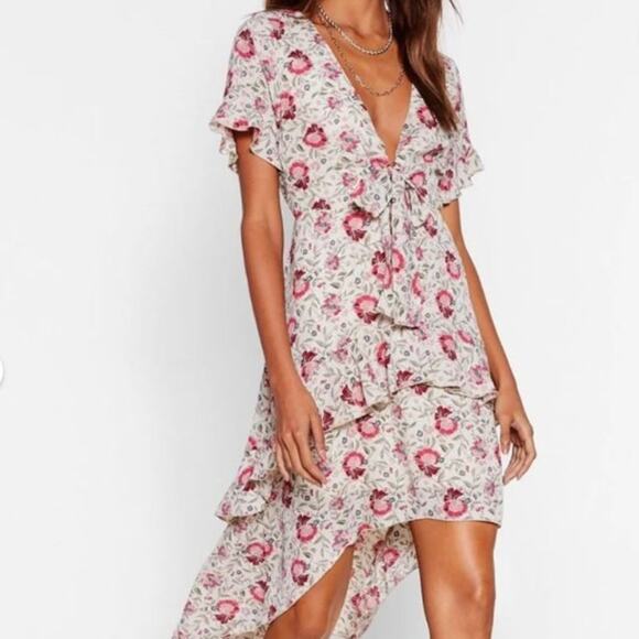 Nasty Gal Playing for Flower Floral Tiered Y2K Dress Flowy Cottage Western 6 - Picture 12 of 12